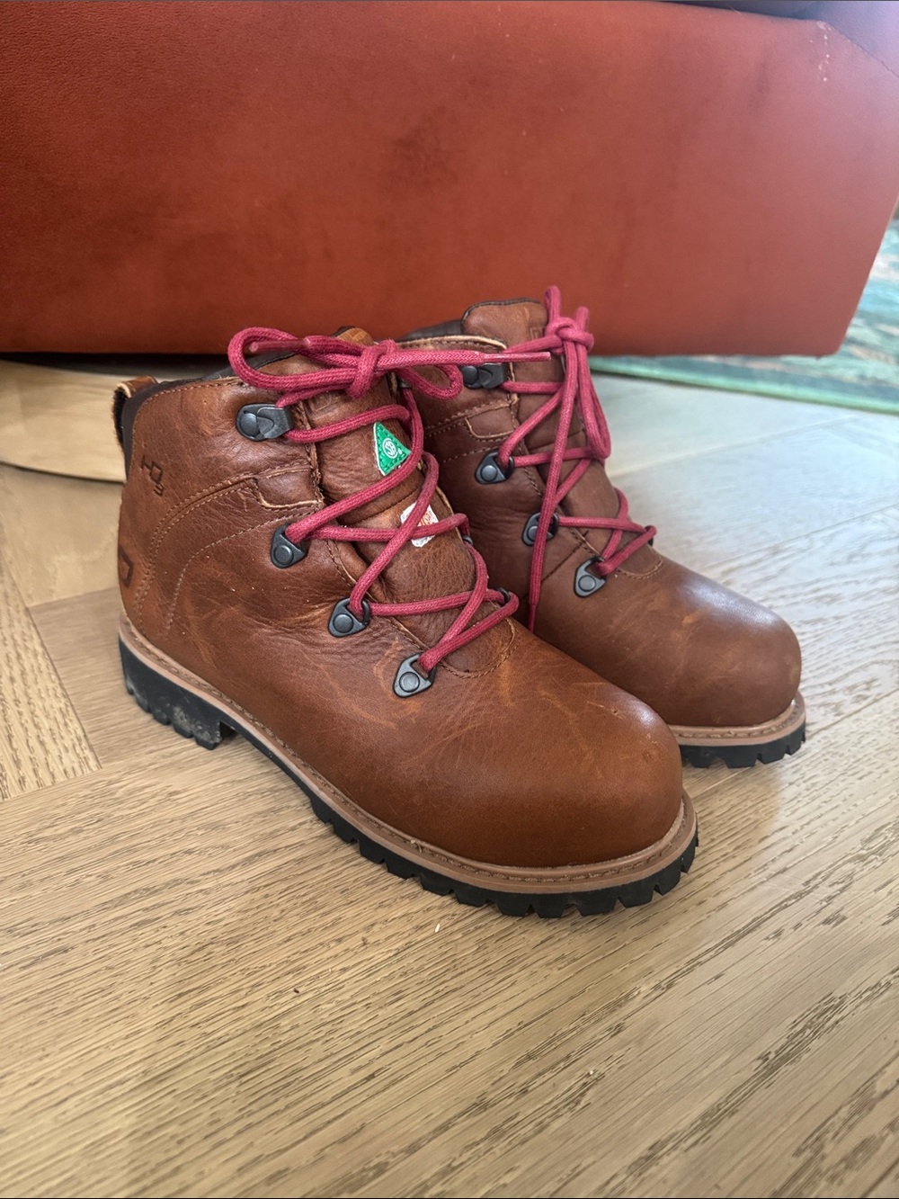 Women’s Brown Lace-Up Leather Steel Toe Work Boots